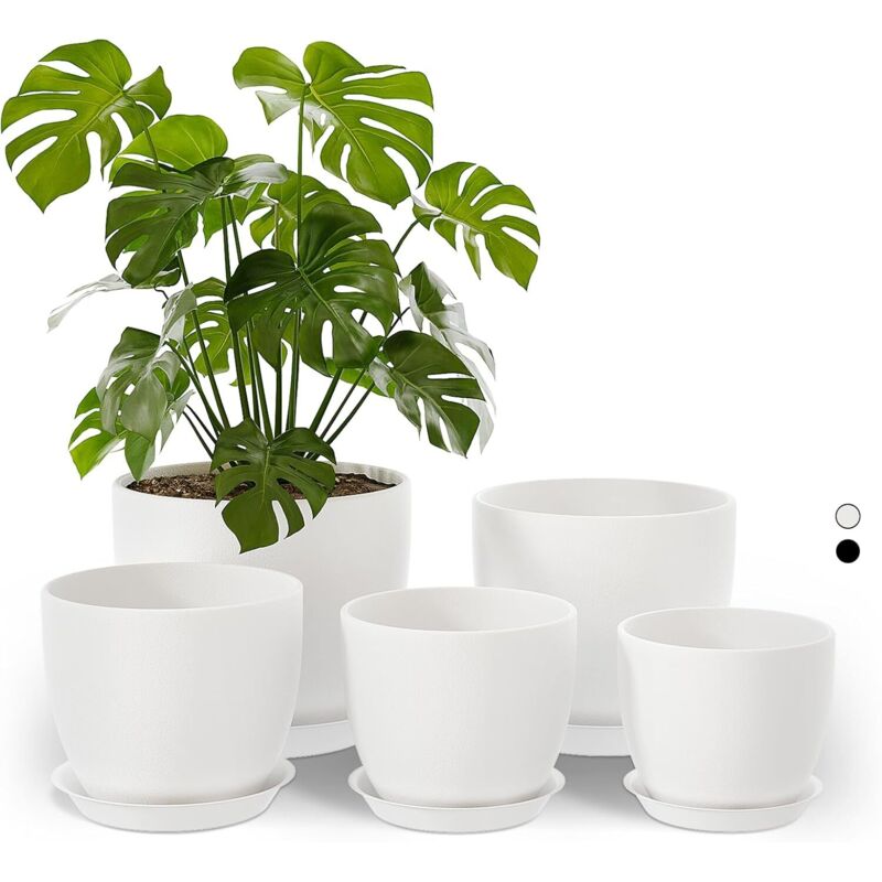 Pflanztöpfe Mit Abfluss, 5er-set (11,3 Cm/12,7 Cm/14 Cm/16 Cm/17,8 Cm), Kunststofftöpfe Für Zimmerpflanzen, Blumen Und Kakteen