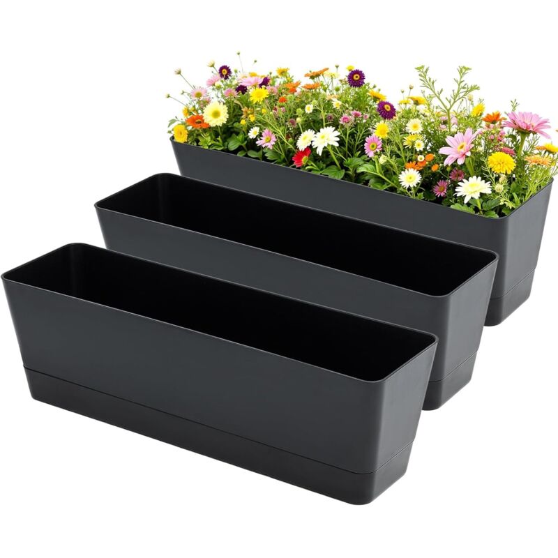 Set Mit 3 Blumenkästen, Maße: 40,6 X 9,6 Cm