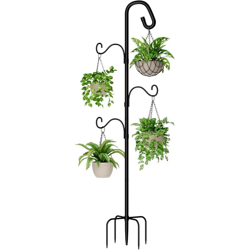 120 Cm Hoher, Robuster Gartenständer Mit 4 Verstellbaren Haken Zum Aufhängen Von Pflanzen, Blumentöpfen, Laternen Und Dekorationen