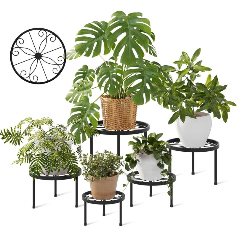 Pflanzenständer Für Drinnen Und Draußen – 5er-set Runde Metallregale – Robust Für Den Innen- Und Außenbereich – Ideal Für Terrasse Und Garten