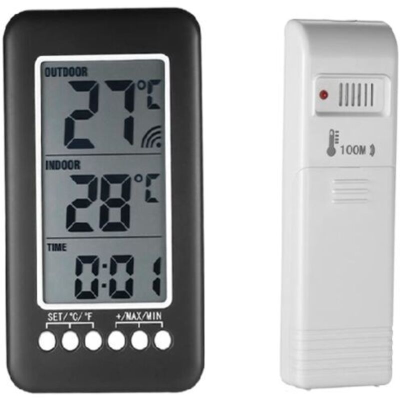 2-in-1-funkthermometer Für Innen Und Außen – Lcd-anzeige – Messbereich: -30 °c Bis 70 °c – Reichweite Des Senders: Bis Zu 100 M