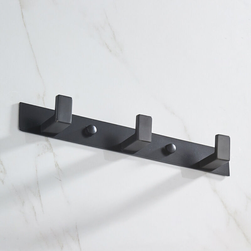 Garderobenständer Fürs Badezimmer Mit 3 Haken – Mattschwarzer Edelstahl Sus 304 – Maximale Traglast 5 Kg – Flexible Wandmontage