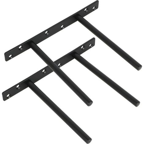 Serbien – Set Mit 2 Unsichtbaren Wandregalhalterungen – Schwarzer Edelstahl – Unauffällige Wandmontage – Maße 200 X 150 Mm – Inklusive 12 Dübel Und Schrauben
