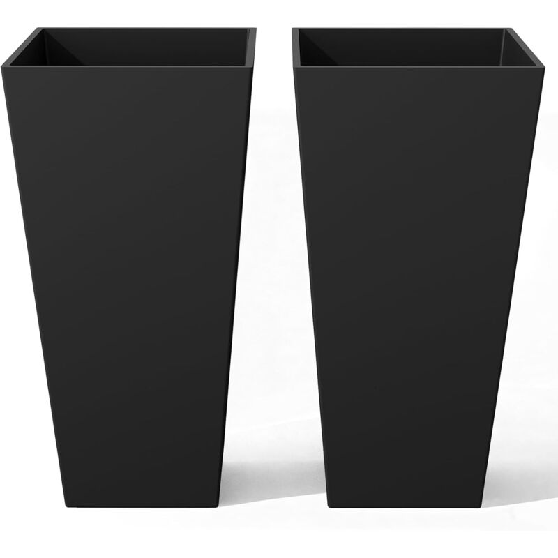 Große Blumentöpfe Für Drinnen Und Draußen, 76 Cm, 2er-set Konische V-förmige Pflanzgefäße Aus Kunstharz, Robust, Modernes Design, Schwarz