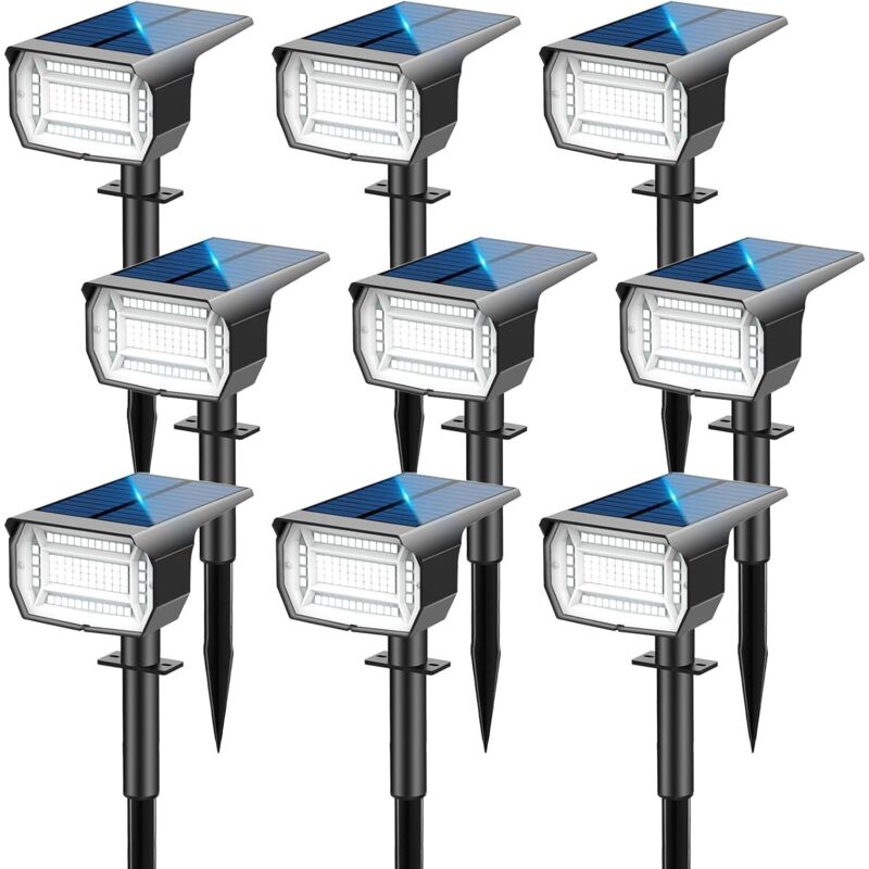 Solar-außenstrahler [9er-pack/72 Leds], 3 Modi, Ip67 Wasserdichte Solar-gartenleuchten, 6500k Funktion, 2-in-1-außenstrahler Für Hof, Zaun, Weg, Einfahrt, Veranda, Garten Usw.