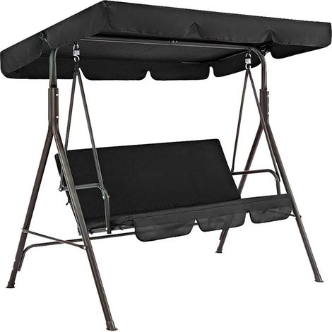Sonnenschutzdach Für Schaukelstuhl – Ersatzdach – Ersatzbezug – 2-sitzer – 190t Polyester – Für Terrasse – 164 X 114 X 15 Cm – Beine Nicht Enthalten – Schwarz
