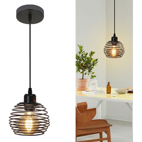 1 Schwarze Metall-pendelleuchte E27 Im Vintage-retro-industriestil, Geeignet Für Küche, Esszimmer, Wohnzimmer, Arbeitszimmer, Büro Und Restaurant (leuchtmittel Nicht Enthalten)