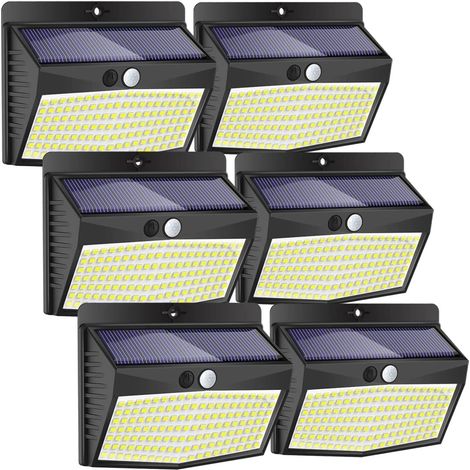 Solar-außenleuchten [6er-pack], 138 Leds, Bewegungsmelder, Wasserdicht, 3 Modi, Kabellose Solarstrahler Für Garten Und Garage
