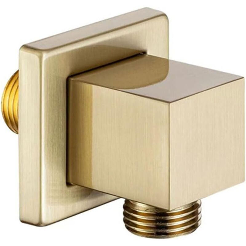 Quadratischer Wandanschluss Aus Massivem Messing, Abgewinkelt G1,27 Cm Für Duschschlauchanschluss, Goldfarben