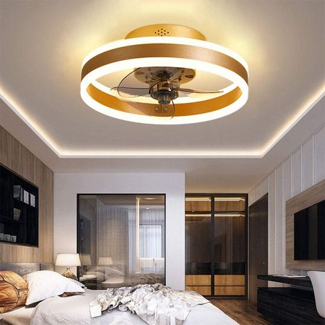 Wendbarer Deckenventilator, Leise, Fernbedienung, 6 Geschwindigkeitsstufen, Schlafzimmer-deckenventilator Mit Moderner Beleuchtung, Wohnzimmer-deckenventilator, 48 W Dimmbare Led-deckenventilator, Gol