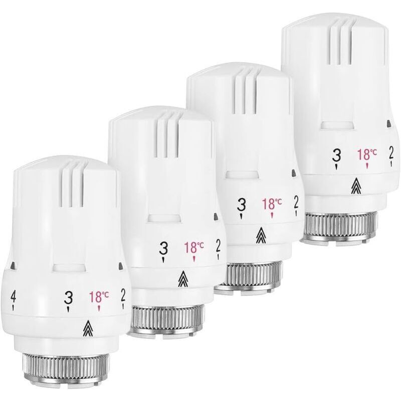 Konvolut Mit 4 Thermostatköpfen M30 X 1,5 – 5-stufige Modulationsplatte – Kompatibel Mit Kompaktheizkörpern – Antigel-funktion