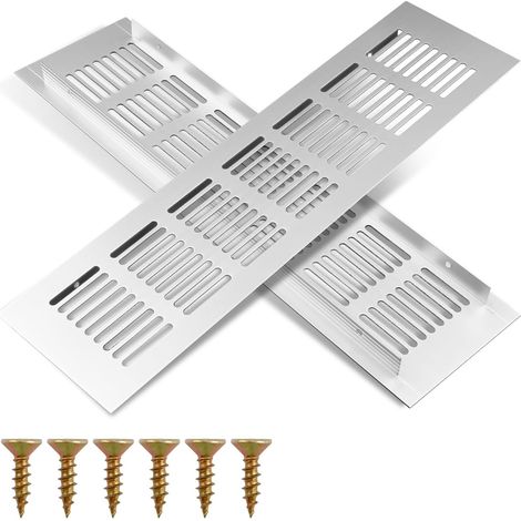 2 Stück Weiße Aluminium-lüftungsgitter 80 X 250 Mm, Rechteckige Lüftungsgitter Für Türen Oder Schränke, Lüftungsgitter Mit Befestigungslöchern Für Möbel, Küche Und Kühlschrank
