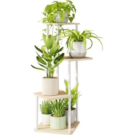 4-stöckiger Pflanzenständer Für Den Innenbereich, Weiß, Metall-pflanzenhalter Für Mehrere Pflanzen, Eck-pflanzenregal, Pflanzenständer Für Den Außenbereich Für Balkon, Garten, Wohnzimmer (weiß).