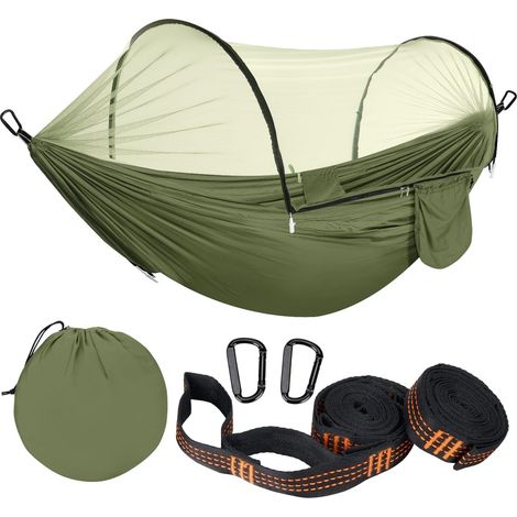 Ultraleichte Moskitonetz-hängematte, 300 Kg Tragkraft, Hängematte Mit Gestell, Atmungsaktives Nylon-fallschirmgewebe, Schnelltrocknend, Ideal Für Camping, Wandern, Gartenarbeit Und Spaziergänge.