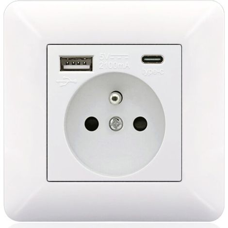 Sjqka – 16a Steckdosenleiste Mit Usb-c-anschluss – 2 Steckdosen – 1 Usb-anschluss – 1 Usb-c-anschluss – Horizontale Oder Vertikale Montage – Modernes Weißes Design