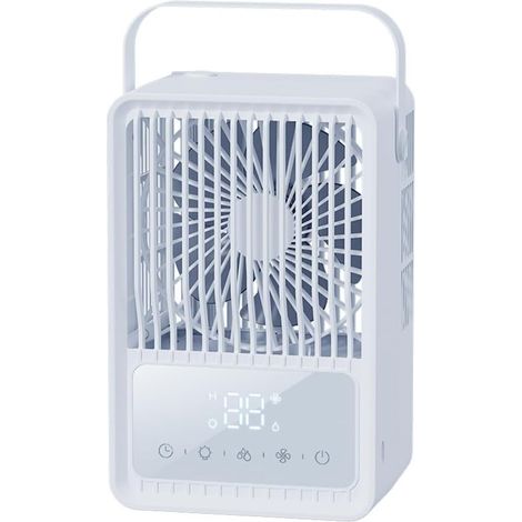 Wiederaufladbarer, Leiser Nebelventilator Mit Großem Wassertank Und Led-anzeige, Tragbarer Luftbefeuchter Mit Timer Für Schlafzimmer, Büro, Camping, Weiß