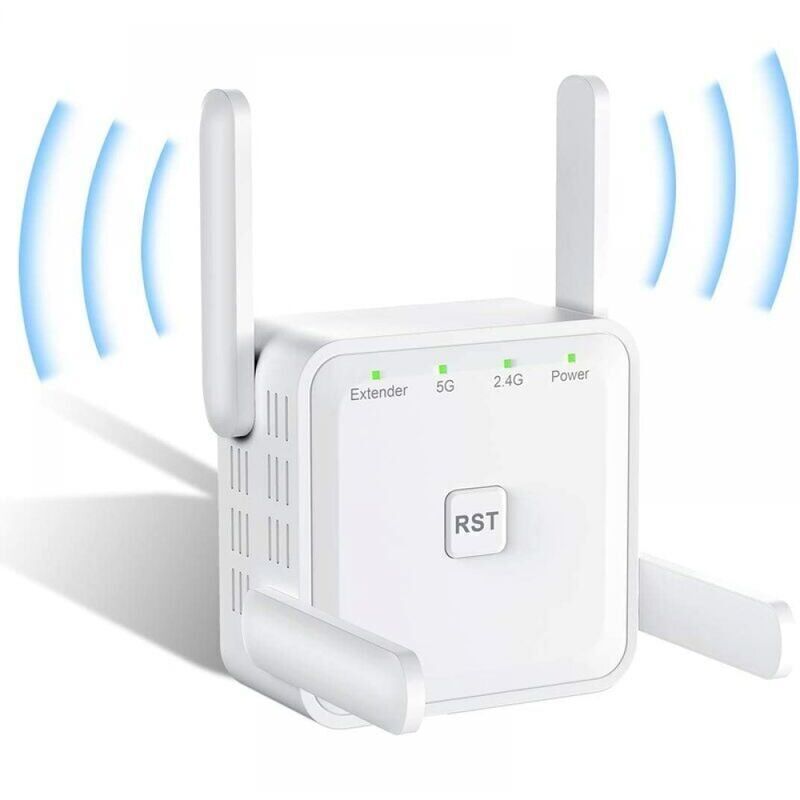 Wlan-repeater Mit 1200 Mbit/s – Dualband-verstärker (5 Ghz Und 2,4 Ghz) – Reichweite Bis Zu 185 M² – Kompatibel Mit Allen Routern – 1200 Mbit/s