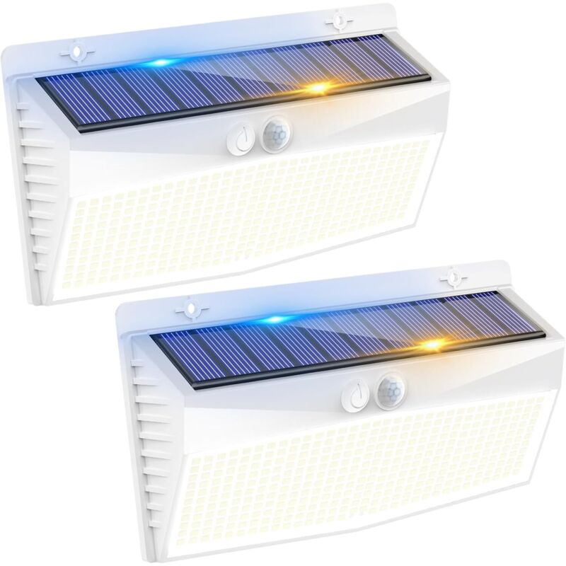 368 Led Solar-außenleuchte Mit Bewegungssensor, 3 Solarlichtmodi, Wasserdichte Solar-wandleuchte Für Garten, Garage, Hof, Kaltweiß [2er-pack]