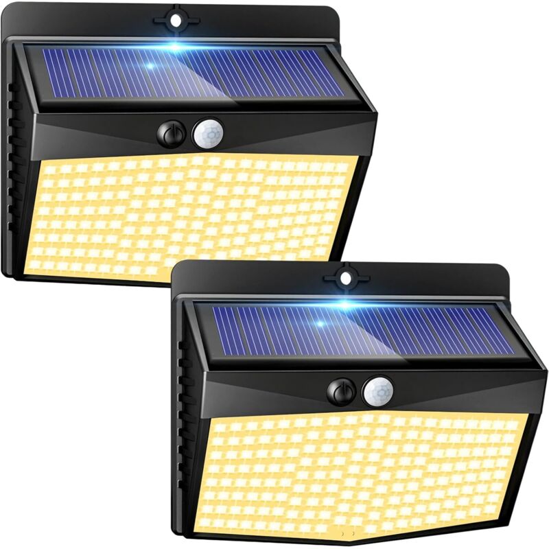 Solarbetriebene Außenleuchten Mit Bewegungsmelder, 2er-pack, Led-außenleuchten Mit Sensor, 3 Modi/wasserdichte Solarstrahler, Außenbeleuchtung Für Garten, Wand, Garage, Warmweiß