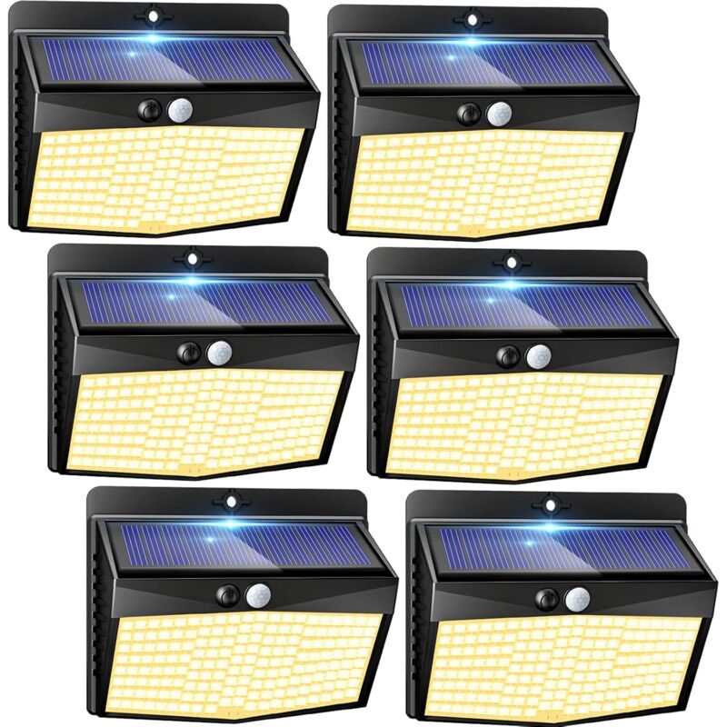 6er-pack Solar-außenleuchten Mit Bewegungsmelder, Led-außenleuchten Mit Sensor, 3 Modi/wasserdichte Solarstrahler, Außenbeleuchtung Für Garten, Wand, Garage, Warmweiß