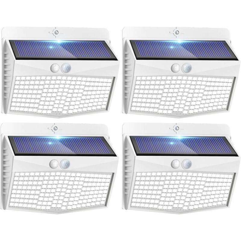 4er-pack Solar-außenleuchten Mit Bewegungsmelder, Led-außenleuchten Mit Sensor, 3 Modi/wasserdichte Solarstrahler, Außenbeleuchtung Für Garten, Wand, Garage, Kaltweiß