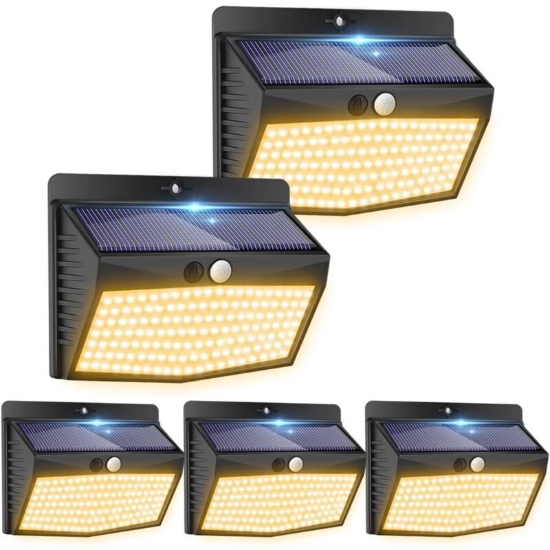 Warmweiße Solar-gartenleuchten, 5er-pack, Mit Bewegungsmelder, 3 Modi, 138 Leds, Wasserdicht