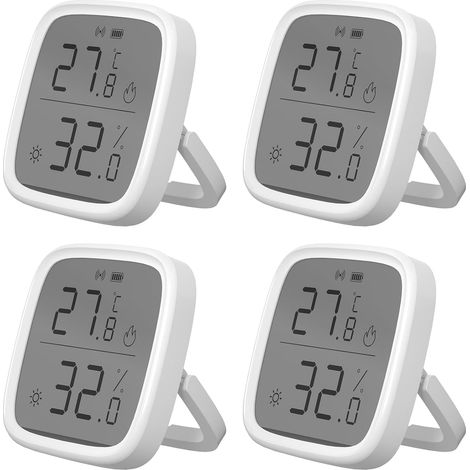 4er-pack Mini Zigbee Smart Temperatur- Und Feuchtigkeitssensoren, Geeignet Für Sonoff Snzb-02d - Innenthermometer-hygrometer Mit Lcd-bildschirm, 5-sekunden-update, Kompatibel Mit Alexa Und Google Home