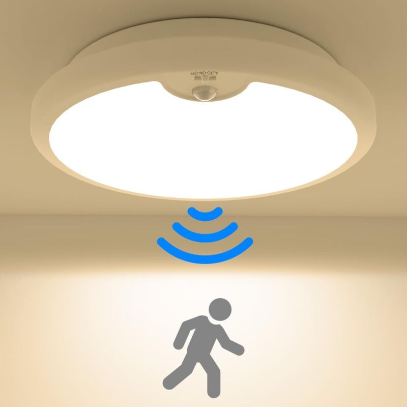 Batteriebetriebene Led-deckenleuchte Mit Bewegungsmelder, Kabellose Deckenleuchte Ø18cm 300lm Kronleuchter Für Schlafzimmer, 3000k Kaltweiße Led-deckenleuchte Für Badezimmer, Garage, Küche, Balkon