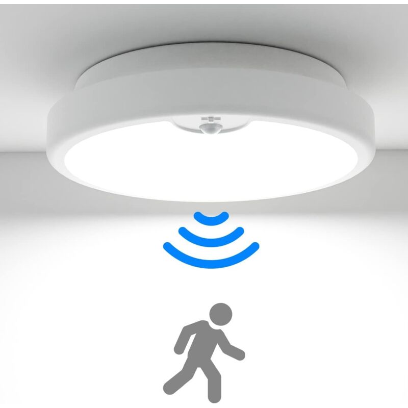 Led-deckenleuchte Mit Batteriebetriebenem Bewegungsmelder, 300 Lm, 6000 K, Weiß, 18 Cm Durchmesser