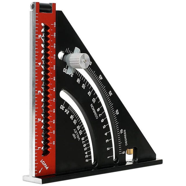 Zimmermannswinkel, Metall, Aluminium, faltbares Dreiecklineal, Kombinationswinkel, Multifunktions-Dreieck, Winkellineal, Winkelmesser, 45 90