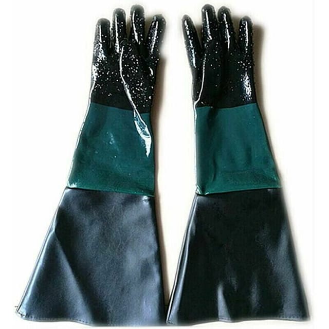 60 Cm Sandstrahlhandschuhe Aus Gummi, Arbeitshandschuhe Für Sandstrahlkabinen, Schutzhandschuhe, Schweißresistentes Baumwollfutter