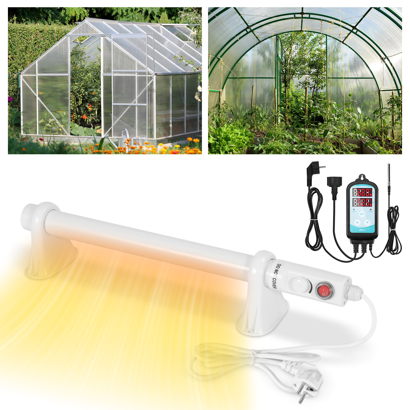 Tolletour Gewächshausheizung 90w, Rohrheizung 700 Mm Mit Thermostat 0–90 °c, Weiß