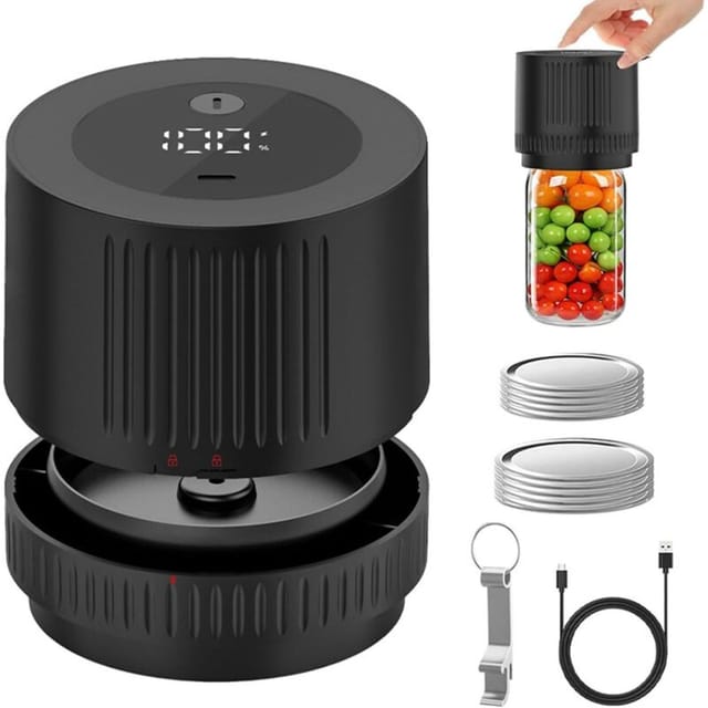 Vakuumiergerät Für Einmachgläser & Mason Jars - Elektrischer Deckelversiegeler Für Weckgläser - Für Lebensmittelaufbewahrung - Einfache Frischhaltefunktion