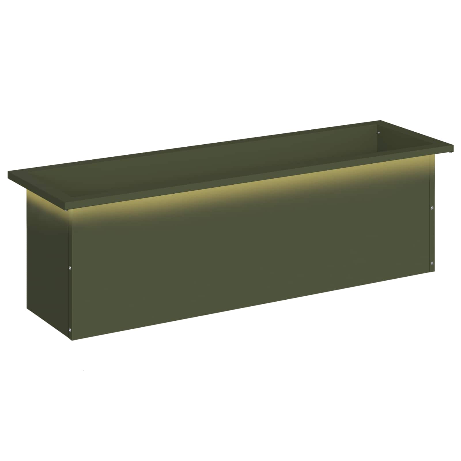 Garten-pflanzkübel Mit Led Olivgrün 30 X 100 X 30 Cm Stahl Vidaxl