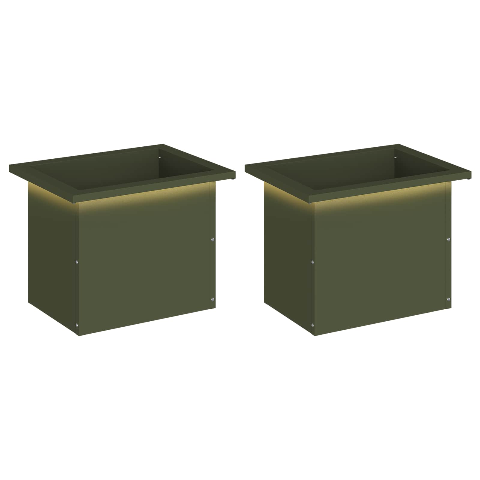 Garten-pflanzkübel Mit Led 2 Stk. Olivgrün 30 × 40 × 30 Cm Vidaxl