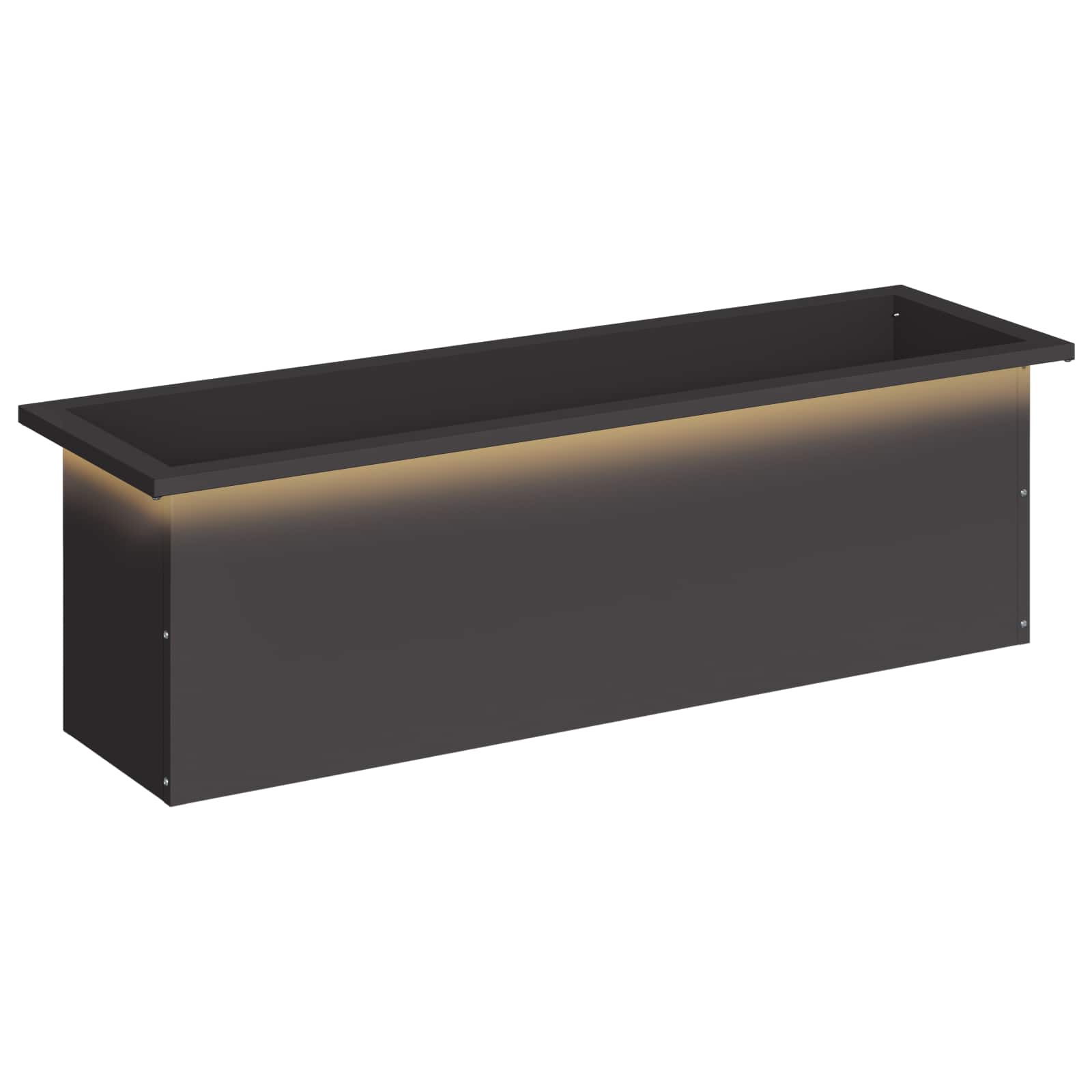 Garten-pflanzkübel Mit Led Schwarz 30 × 100 × 30 Cm Stahl Vidaxl