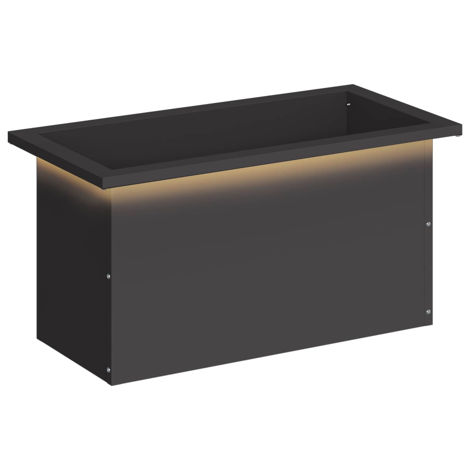 Garten-pflanzkübel Mit Led Schwarz 30 × 60 × 30 Cm Stahl Vidaxl