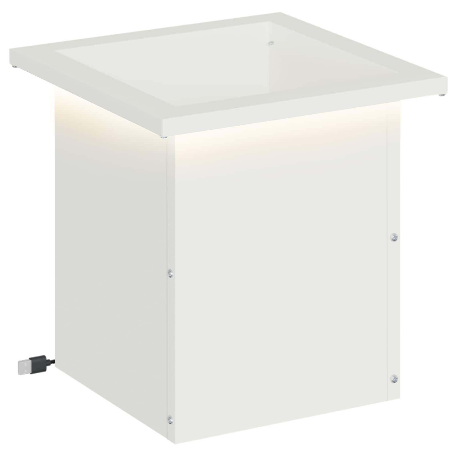Garten-pflanzkübel Mit Led Weiß 30 X 30 X 30 Cm Stahl Vidaxl