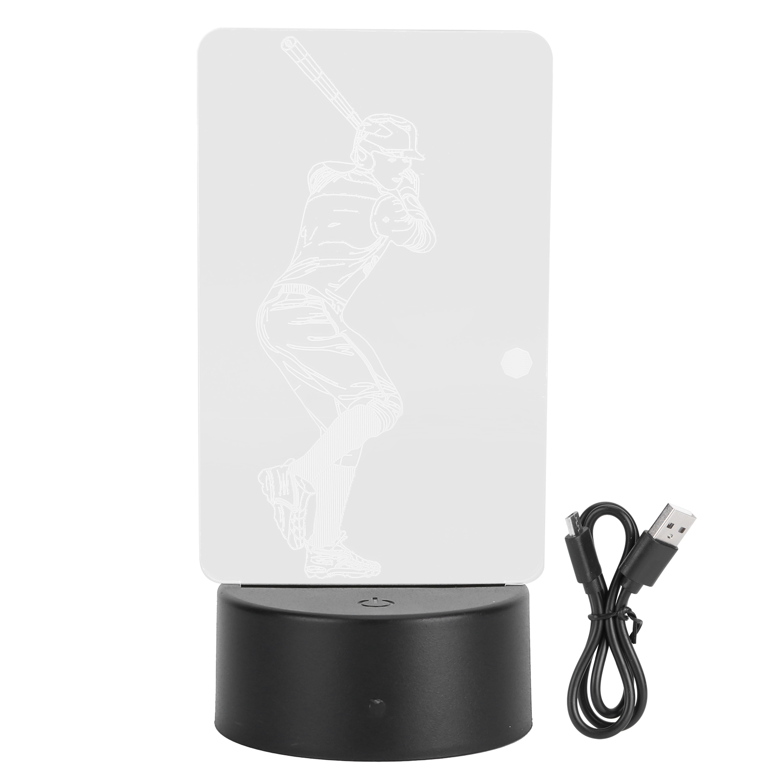 3d-nachtlicht Mit Berührungssensor Und Baseballspieler-motiv, Betrieben Über Usb Oder Batterien, Für Zuhause