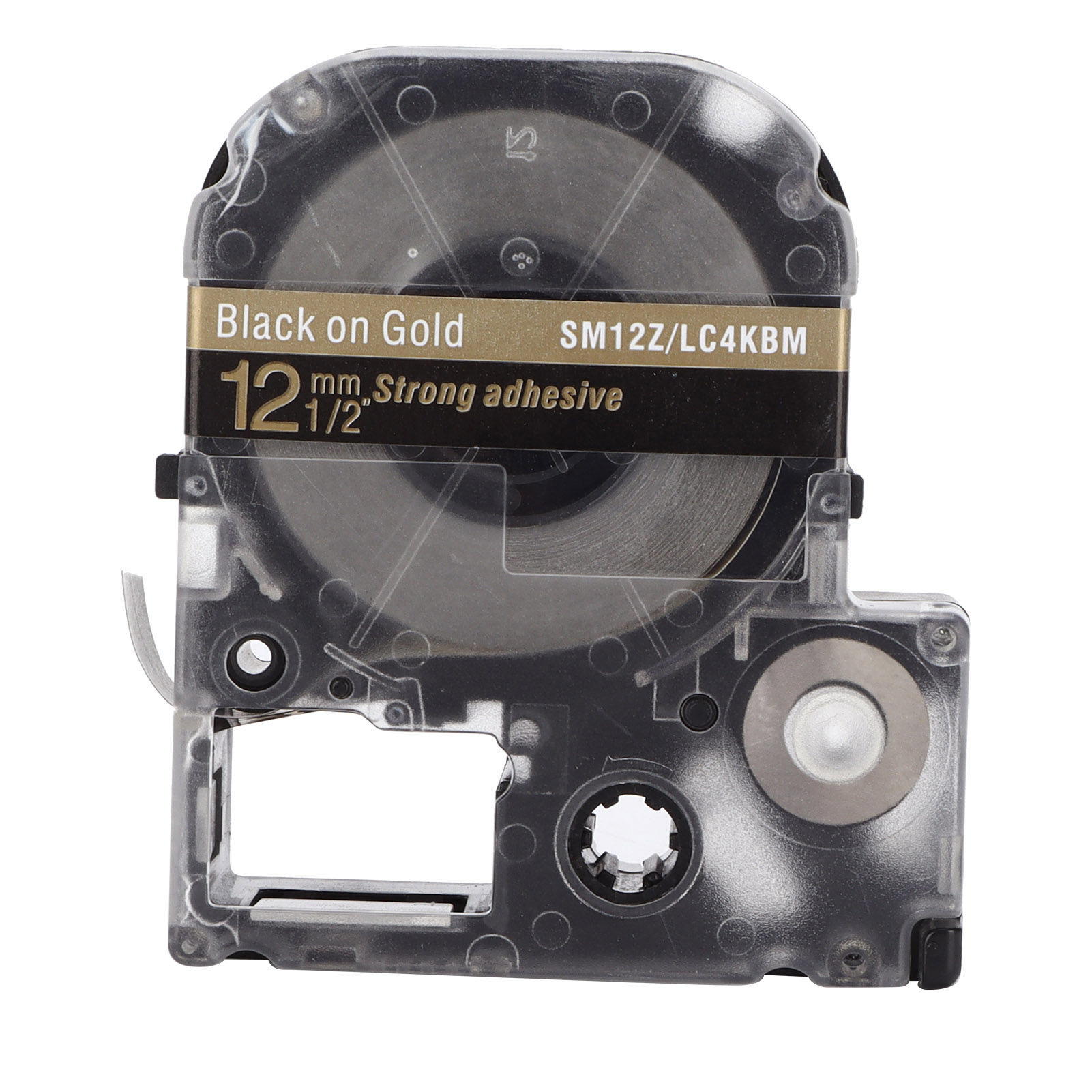 12 Mm Transparentes Und Strapazierfähiges Etikettenband, Öl-, Korrosions- Und Verschleißbeständig (schwarz Auf Gold).