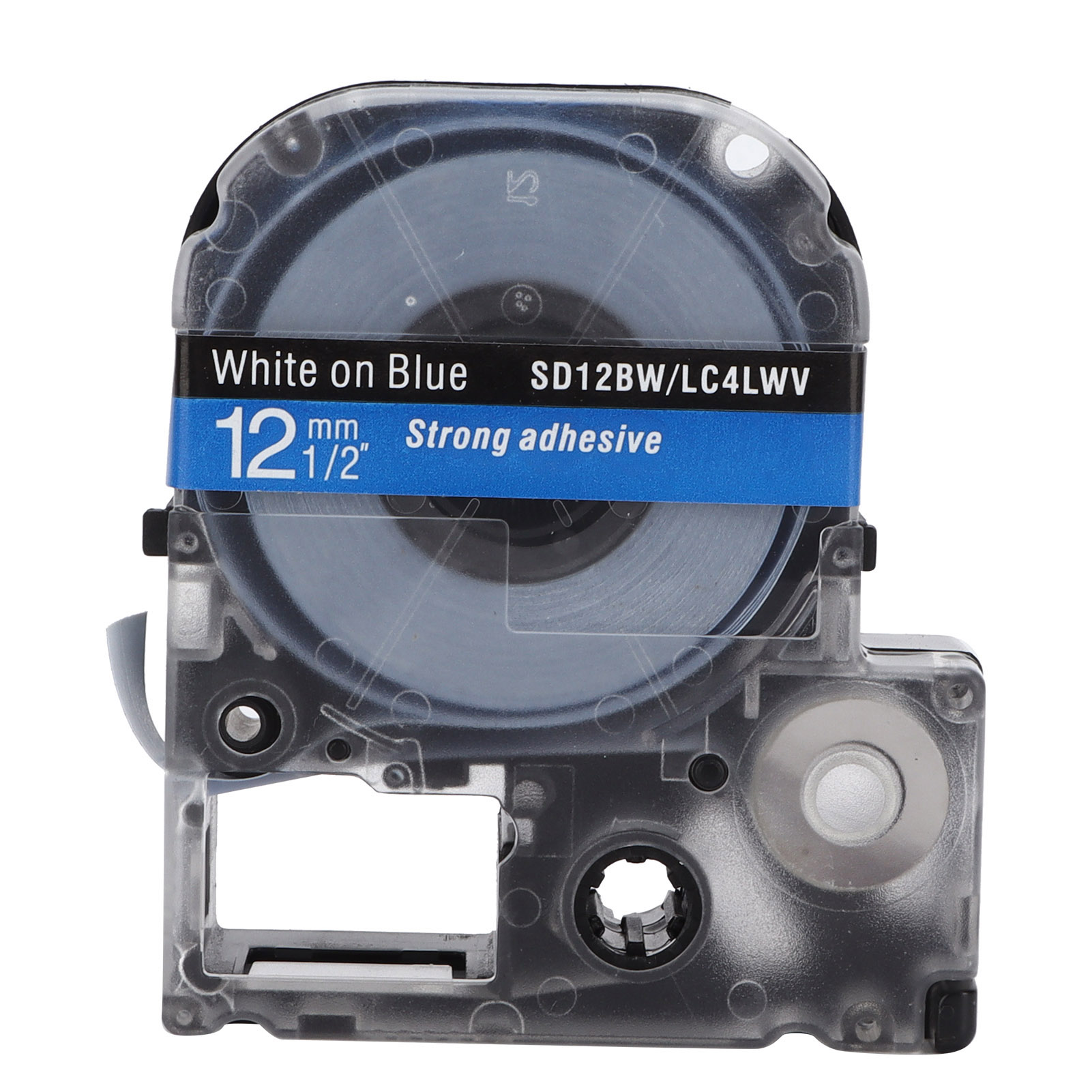 12 Mm Transparentes Und Strapazierfähiges Etikettenband, Beständig Gegen Öl, Korrosion Und Abnutzung (weiß Auf Blau).