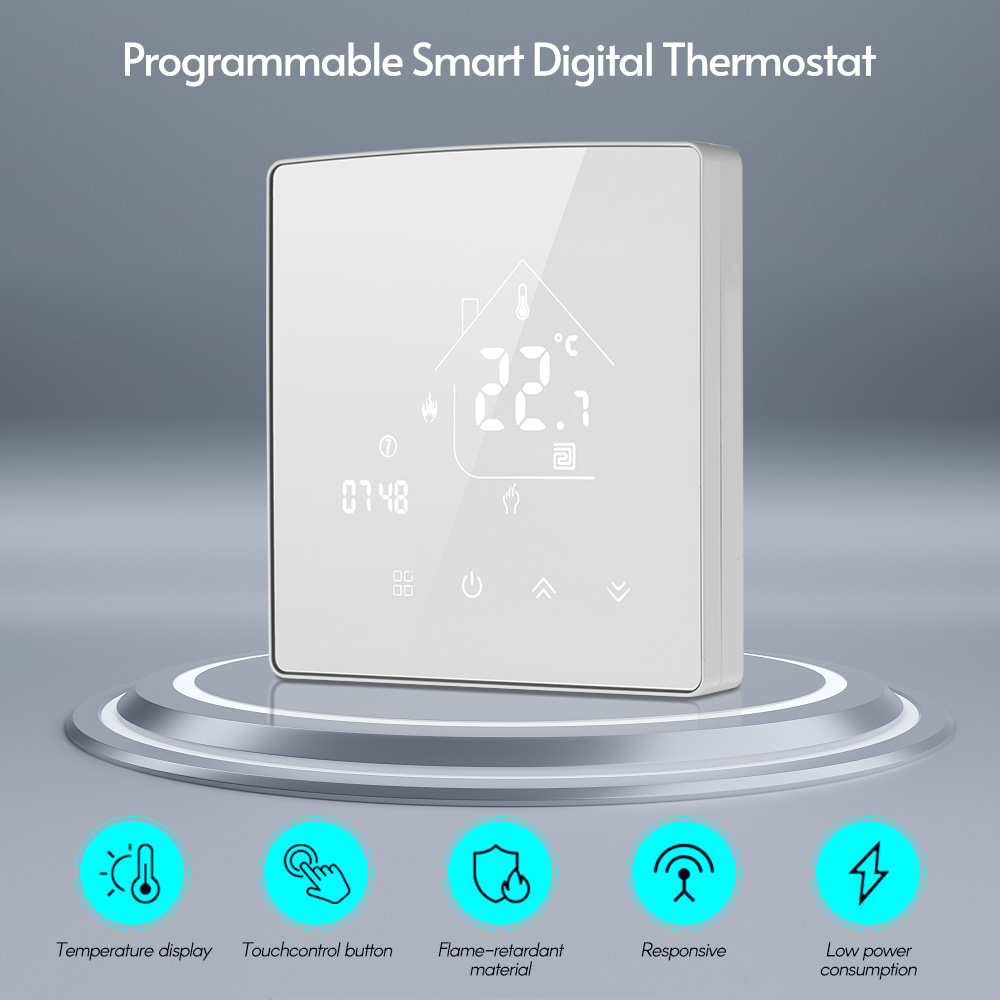 Programmierbarer, Intelligenter Digitalthermostat Mit Spiegel, Hintergrundbeleuchtetem Lcd-touchscreen Und Temperaturregelung Für Zuhause, Schule, Büro Oder Hotel. Ideal Für Den Einsatz Zu Hause, In D