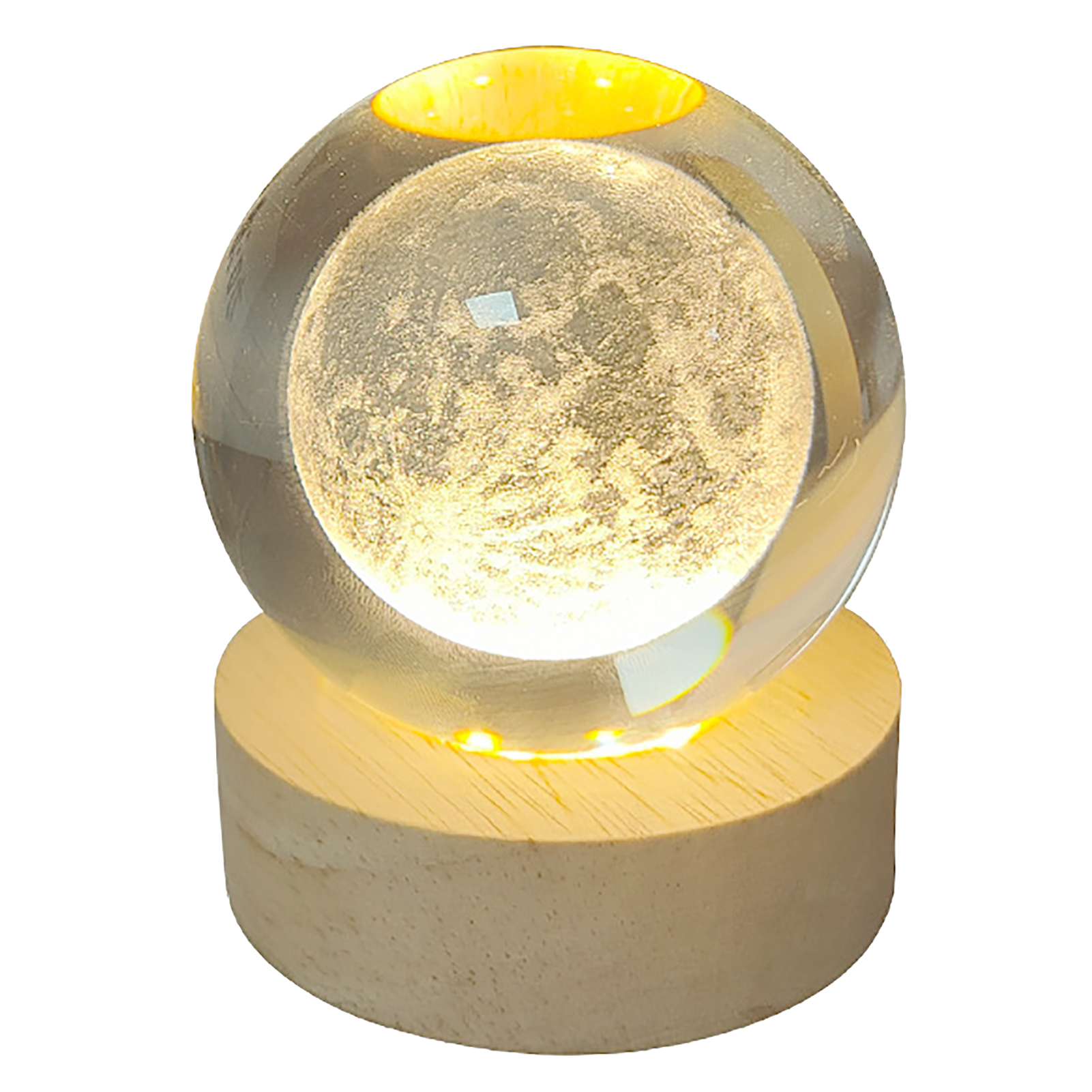 3d-mondkugellampe Aus Kristall, 1,5 W, Usb-anschluss, Warmes Licht (3000 K), Romantisches Ambiente, Dekorative Glas-nachtlampe Für Zuhause Oder Studentenzimmer