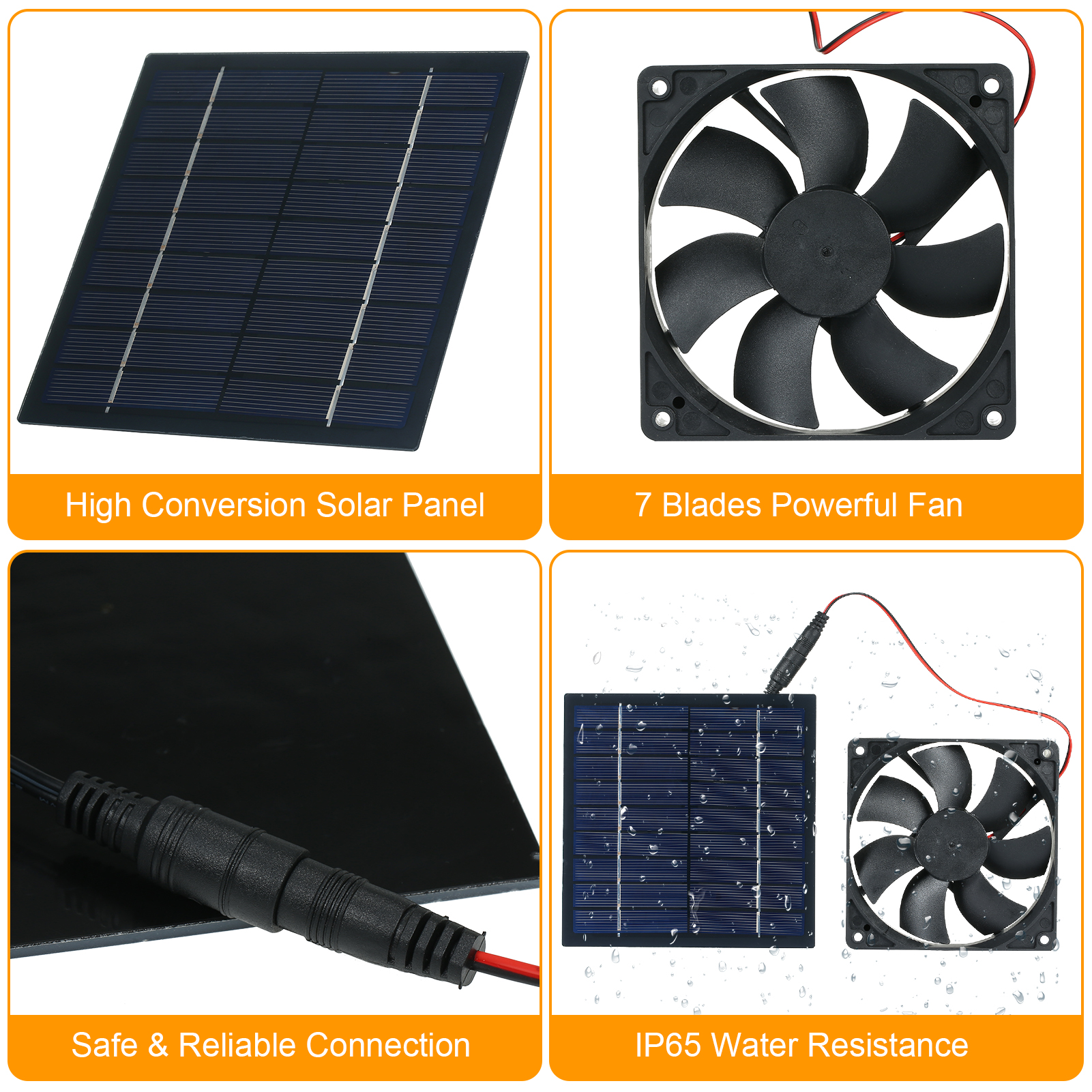 Miniatur-solarventilator 5w 6v, Betrieben Durch Ein Solarpanel, Wasserbeständig (ip65), Ideal Für Hundezwinger, Hühnerställe, Gewächshäuser, Wohnmobildächer.