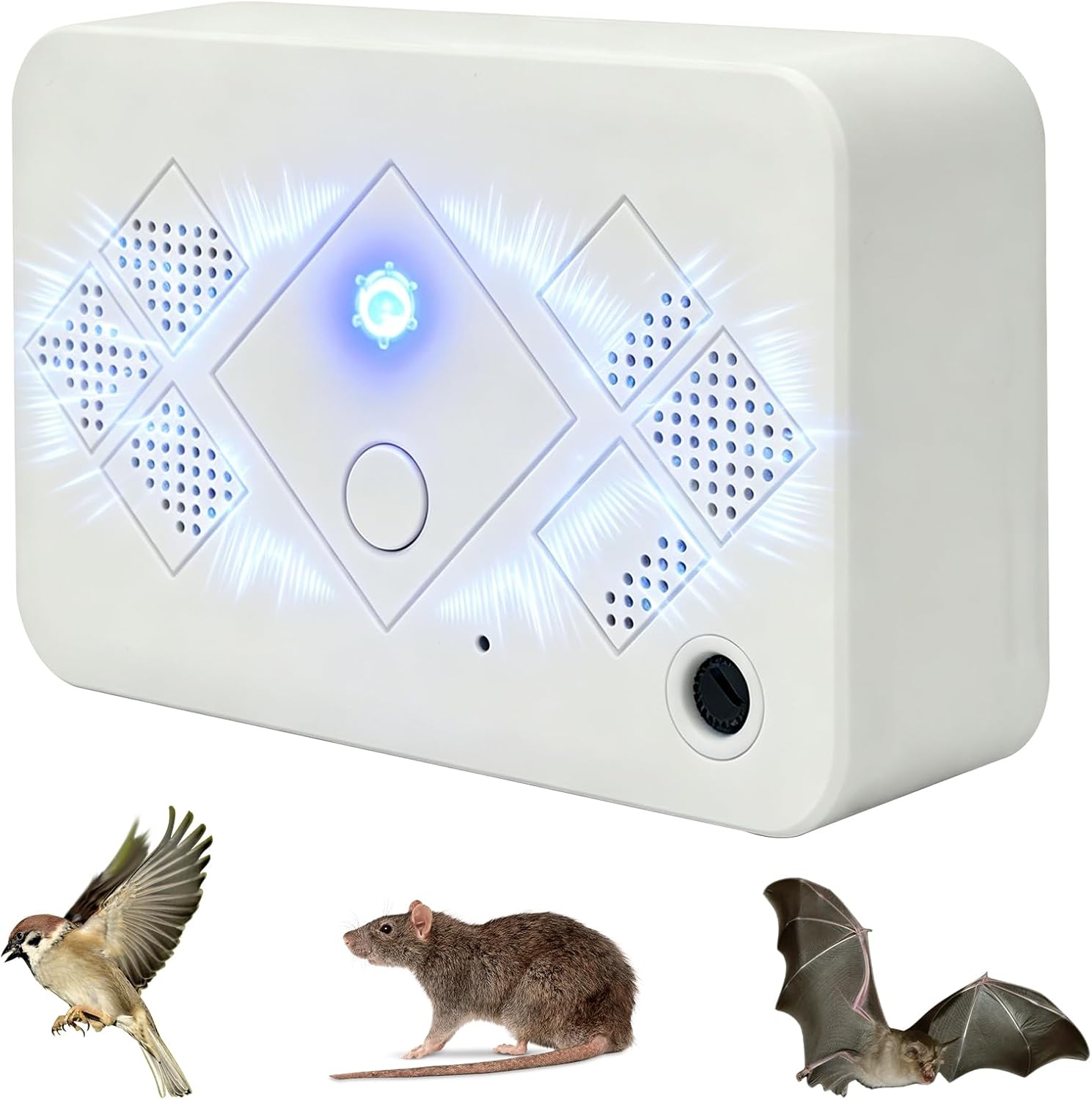 Ultraschall-abwehrgerät Gegen Mäuse, Spatzen, Krähen Und Möwen Einstellbare Frequenz, Für Balkone, Dächer, Gärten Und Lagerhallen, Abdeckungsbereich Von 50 Bis 100 M²