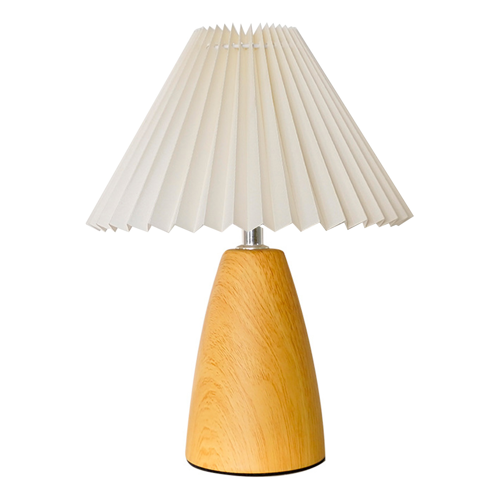 Dreifarbige Plissee-tischleuchte Mit Fernbedienung Und Dimmer, Nachttischlampe Im Nordischen Retro-stil, Cremeweiße Holzoptik