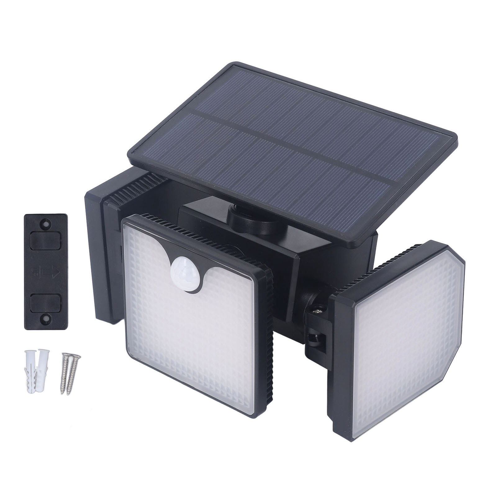 Solar-außenstrahler 260 Lm, 230 Leds, 3 Köpfe, Integriertes Solarpanel, Ip65 Wasserdicht, 2200 Mah Akku, Für Garage, Hof, Eingang Und Terrasse.