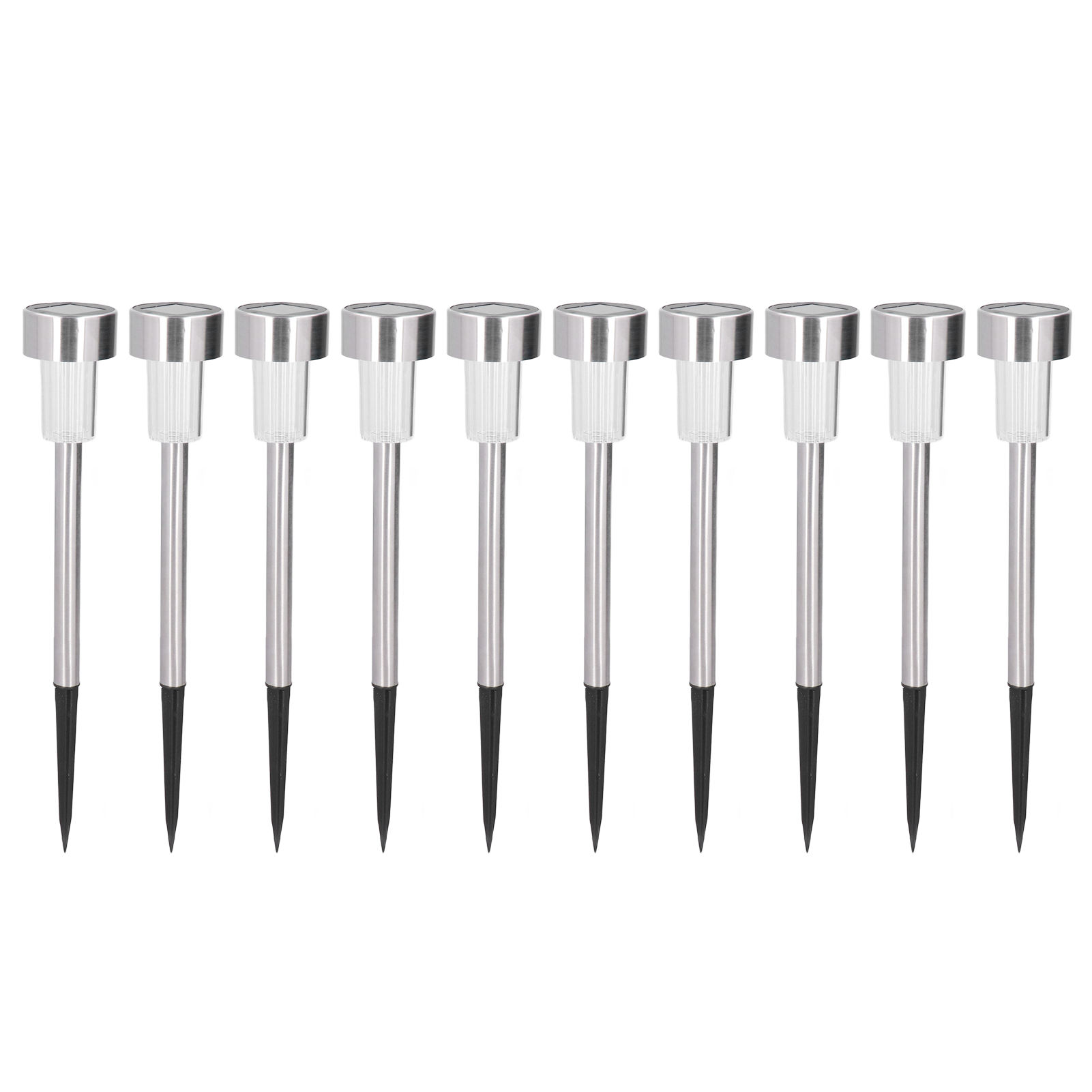 Set Mit 10 Solar-led-gartenleuchten, Ip44 Wasserdicht, Edelstahl, Für Die Außenbeleuchtung (weißes Licht).