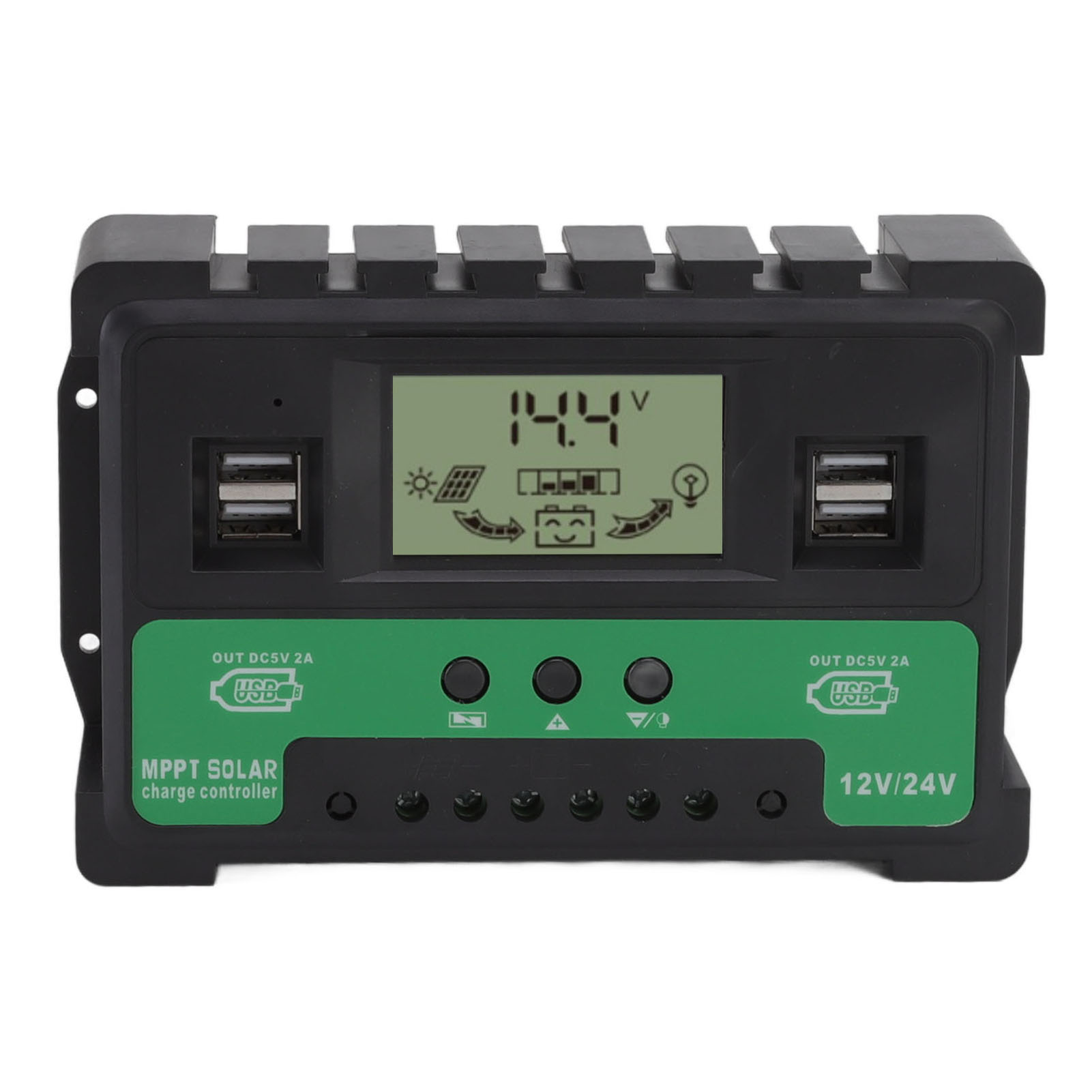 12v/24v Solarladeregler Mit Lade-/entladefunktion, Photovoltaik-regler, Lcd-bildschirm, Zwei Usb-ausgängen, 40a
