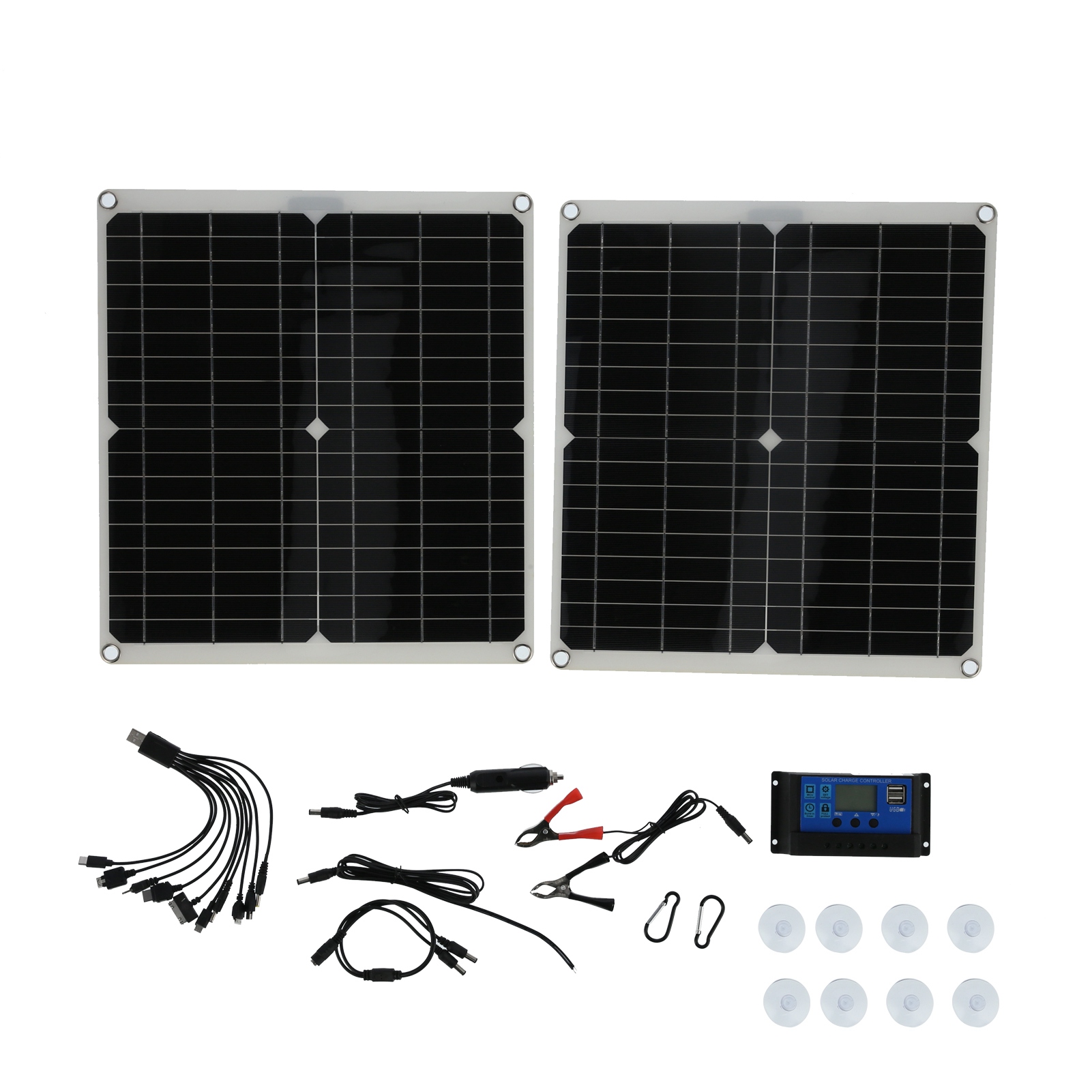 Photovoltaik-system-kit Bestehend Aus 2 X 20v 25w Solarmodulen, Einem 30a Solarladeregler Und Einem Kabel.